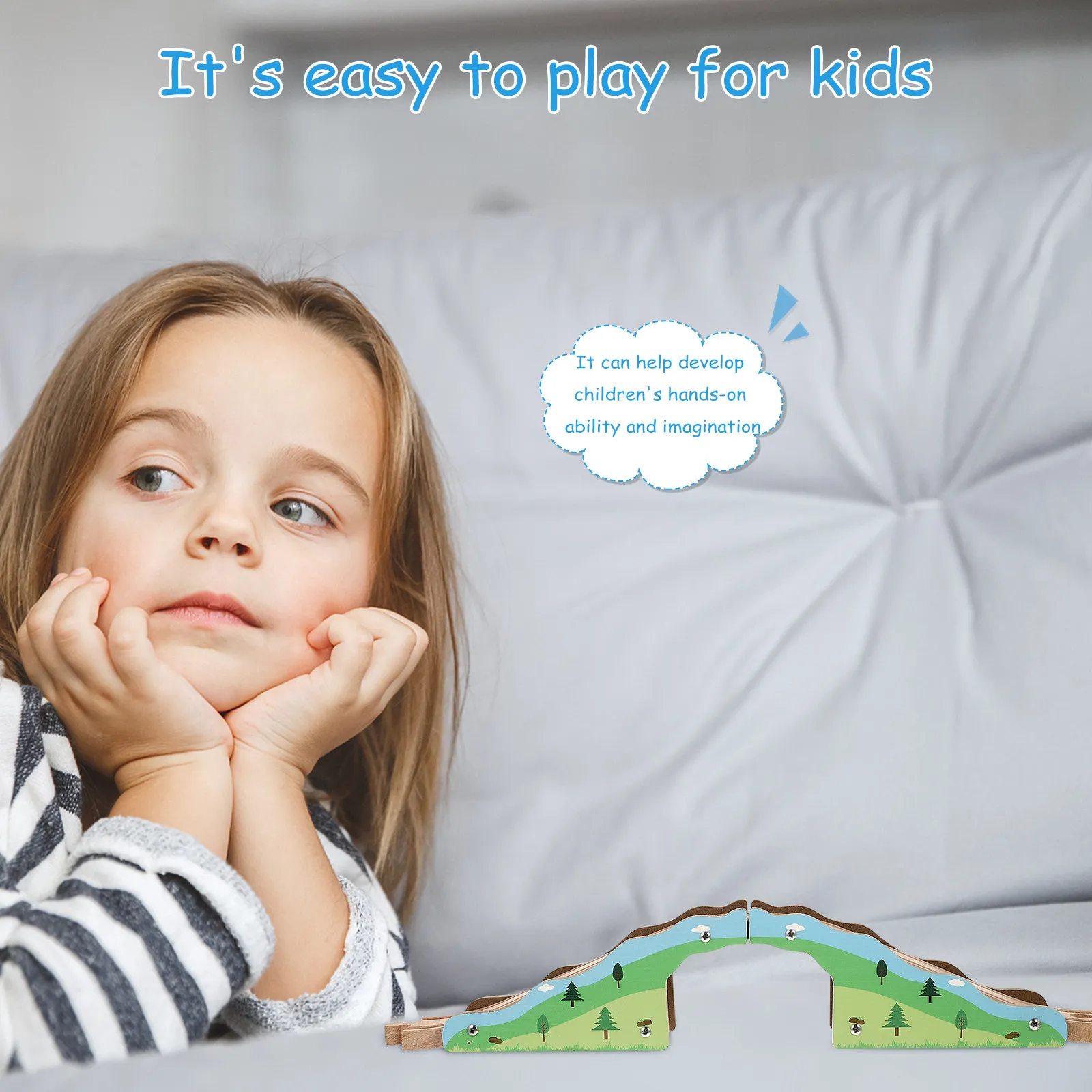 

1Pcs Eco-Friendly Wood Train Forest Bridge Track Expansion Piece for Children Railway Scene Construction Learning Plaything