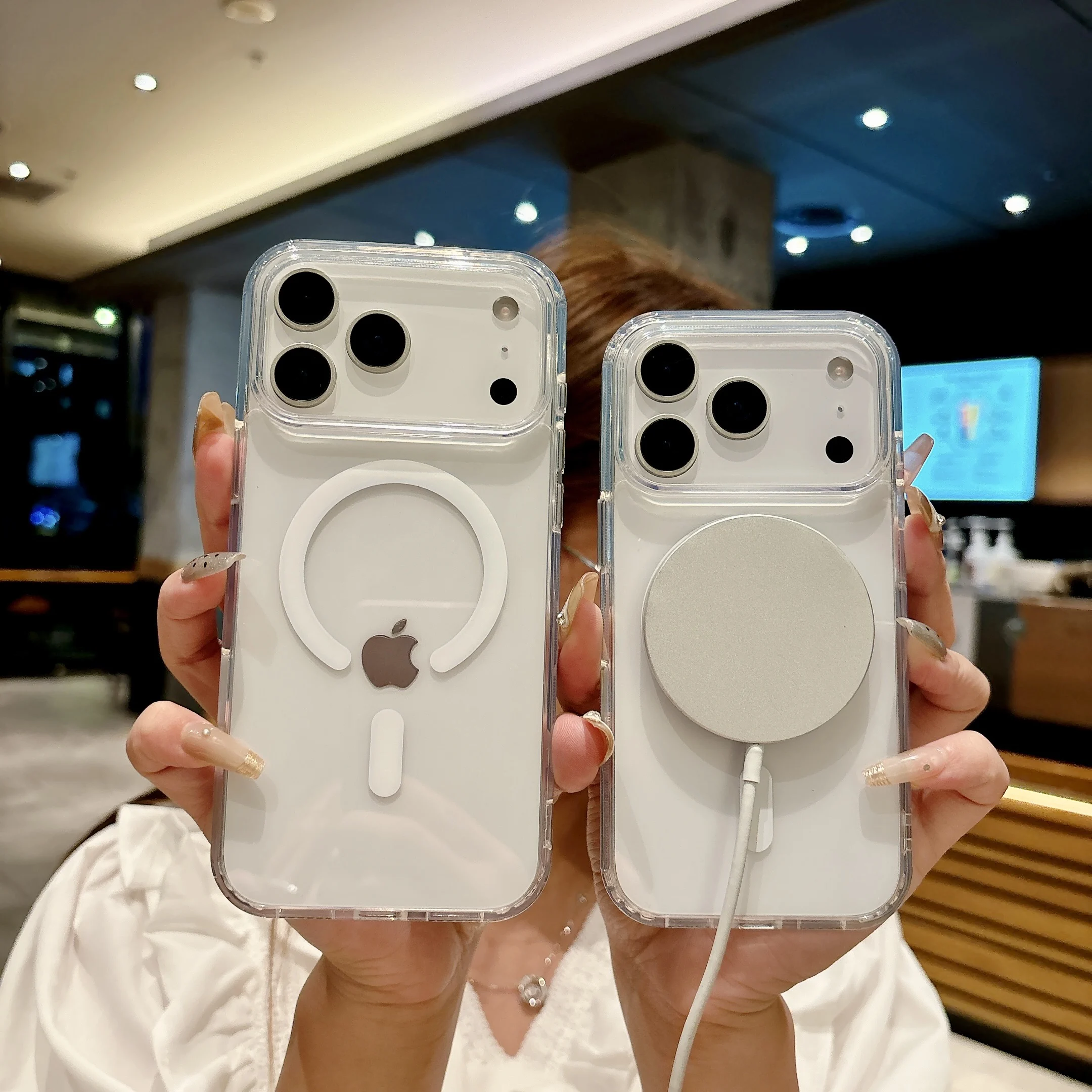 Clear Magnetic Case for MagSafe for iPhone 18 17 Air 16 Pro Max Plus With Camera Touch Control Buttons Wireless Charge Cover