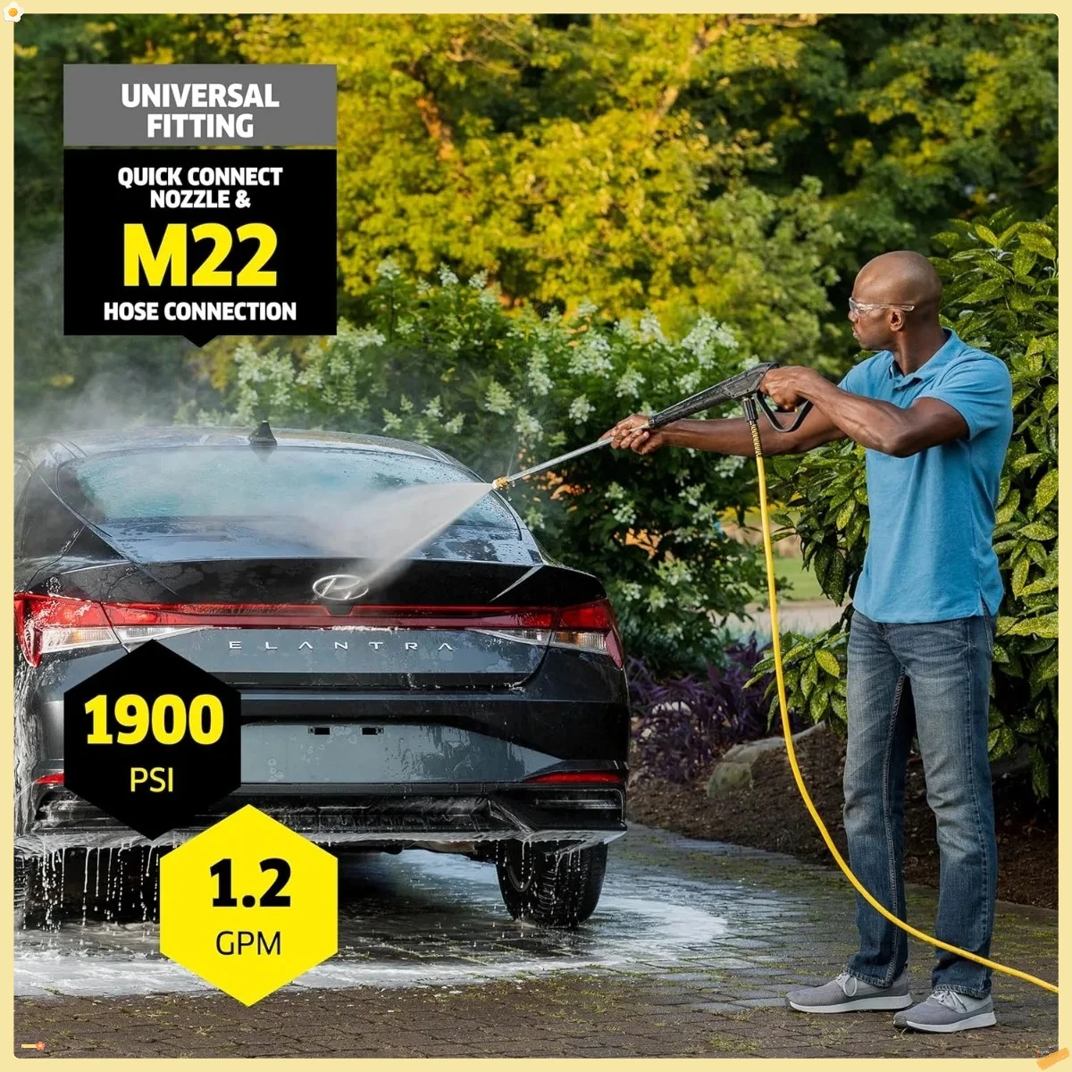 Lavadora de resure K1900PS, 3 boquillas de pulverización, depósito de detergente, para automóviles, entradas, revestimientos, patios, 1,2 GPM
