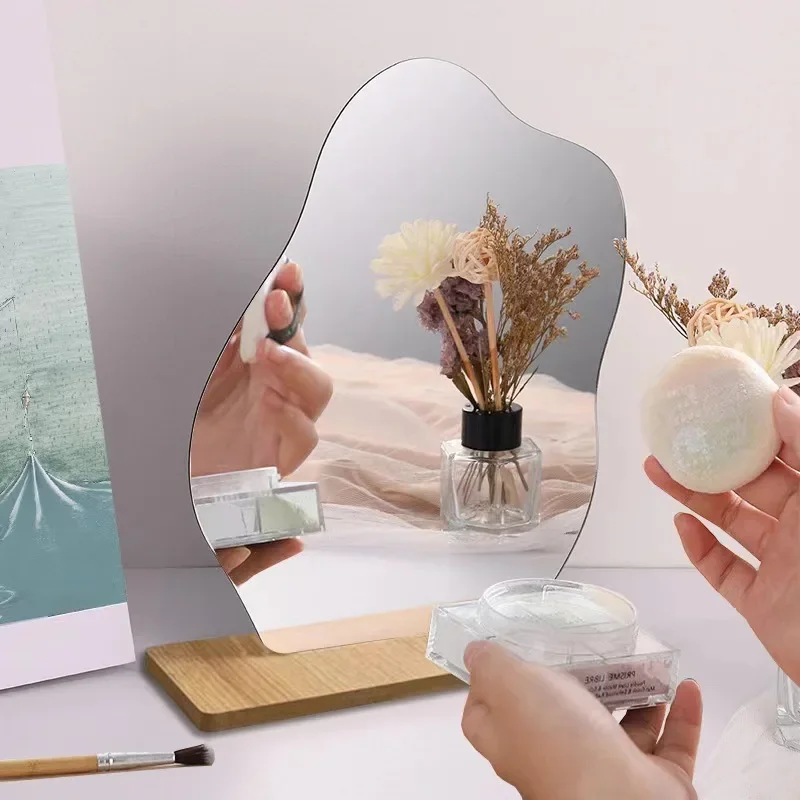 

1pc Irregular Cloud Shaped Acrylic Makeup Mirror For Tabletop Of Bedroom, Bathroom,Dorm, Art Studio, Diy, Vanity Mirror, Living