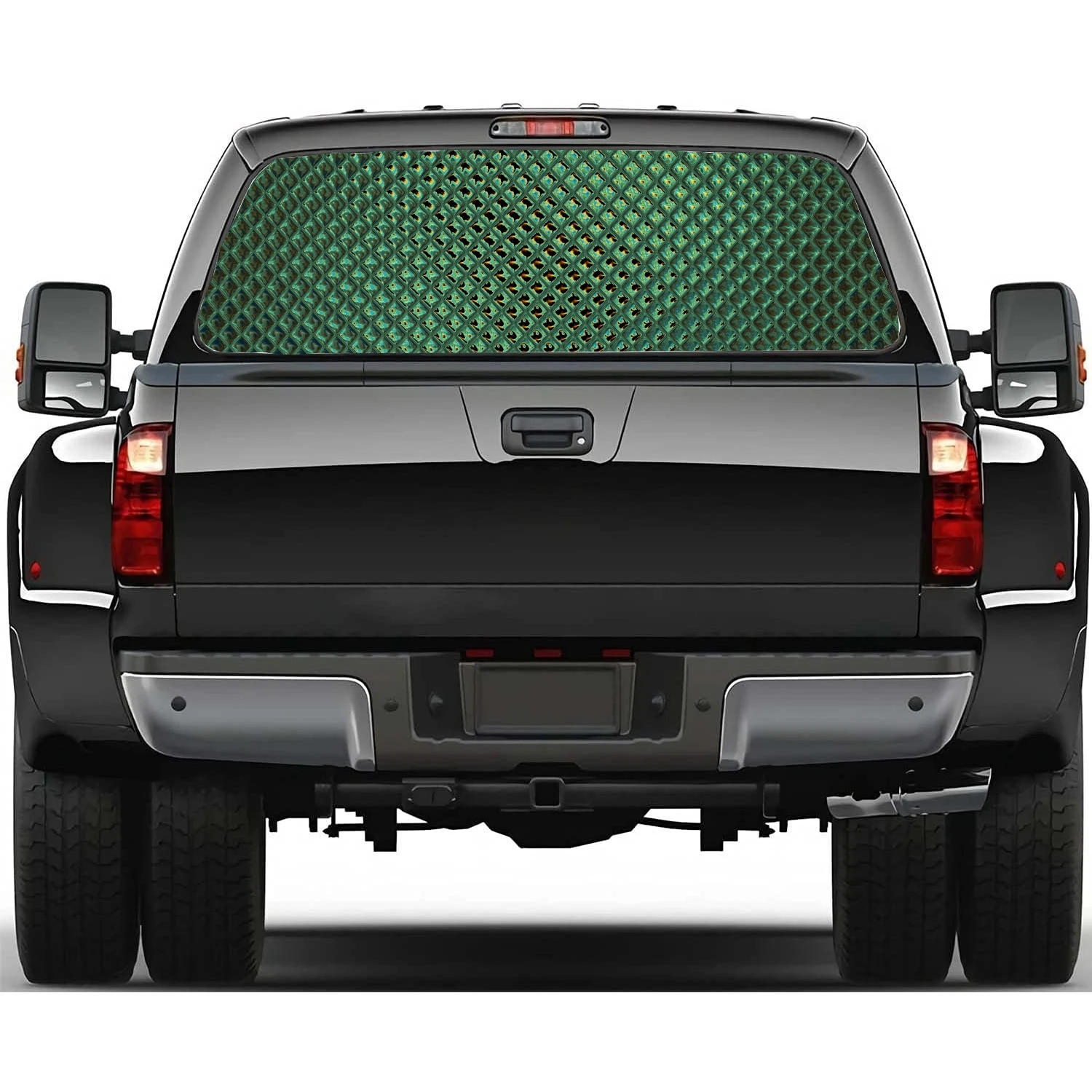 Abstract Foggy Green Car Rear Window Decal Fit Pickup,Truck,Car Universal See Through Perforated Back Window Vinyl Sticker