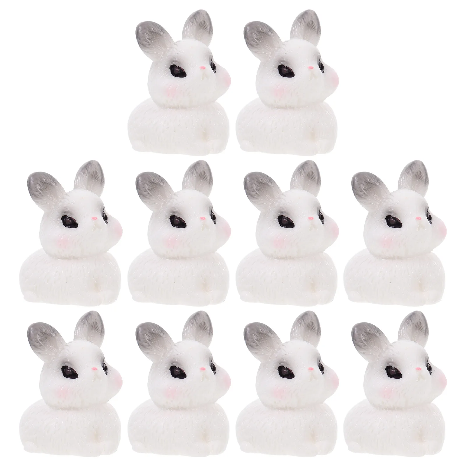 

10 pcs Miniature Bunny Figurines Cute Resin Rabbit Ornaments Desktop Home Decor Small Animal Statues Garden Outdoor Decoration