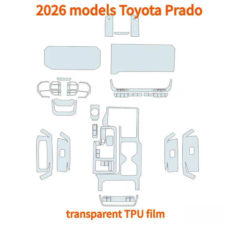 For 2026 Toyota Prado V center console gear lever interior car sticker modification paint surface transparent TPU film