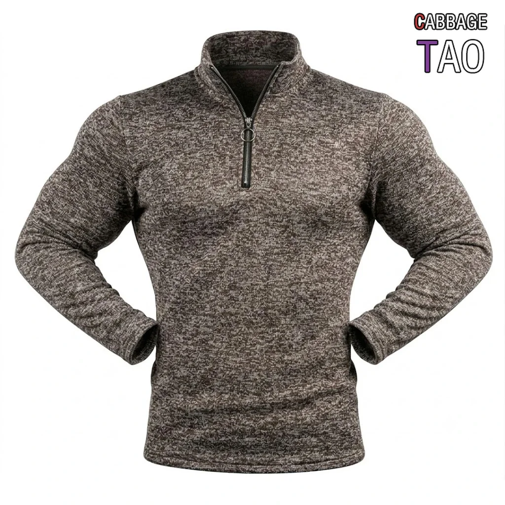 Mens New Long Sleeve Quarter‑Zip Jumper Plain Tone Mock Neck Active Pullover Daily Jogging Sportswear Workout Outer Jackets