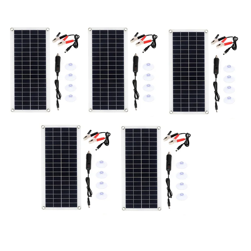 -A96Z 5X 15W Solar Panel 12-18V Solar Cell Solar Panel For Phone RV Car MP3 PAD Charger Outdoor Battery Supply B