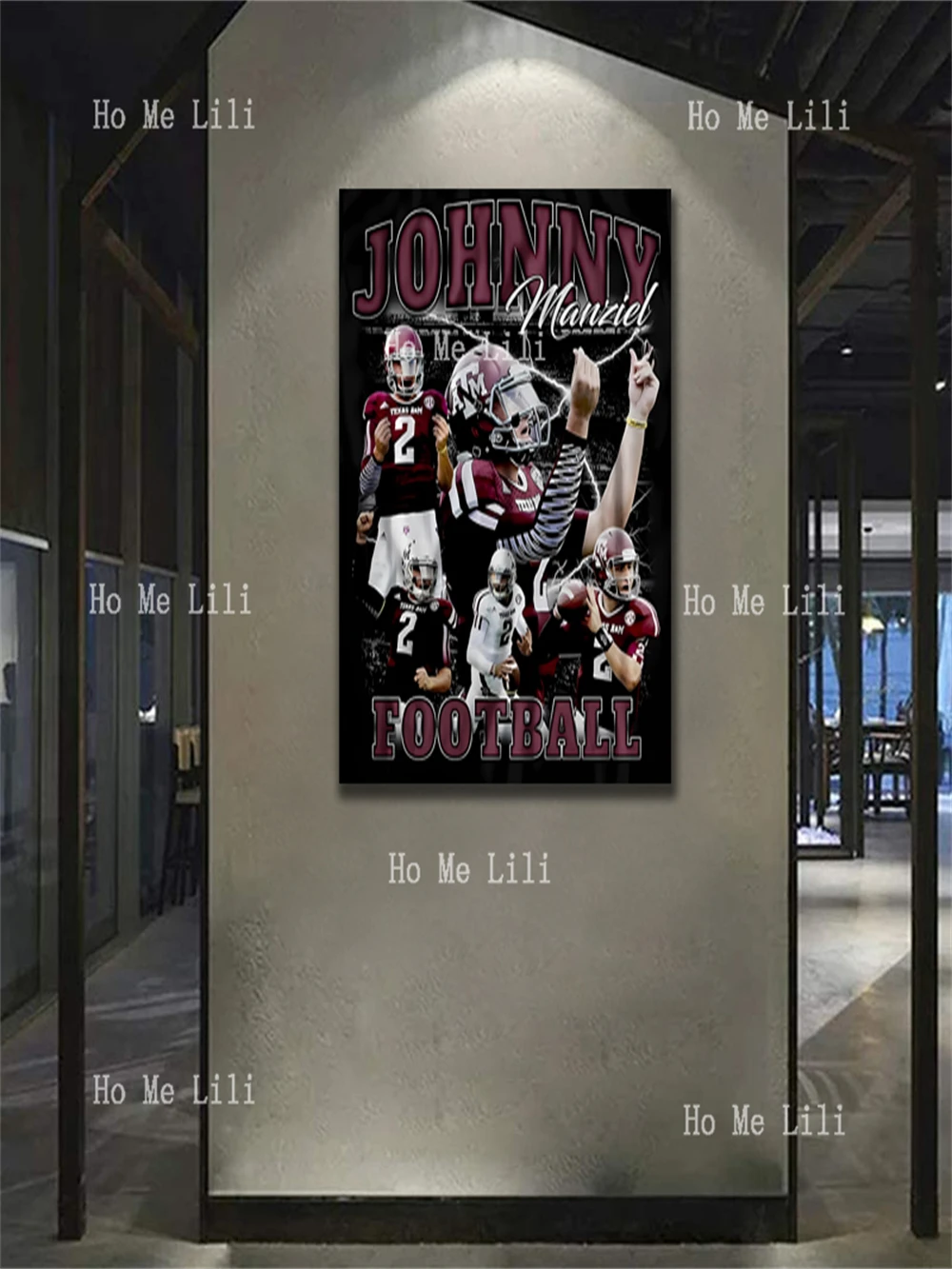 Vintage 90s Graphic Style Johnny Manziel Football Sport Poster Painting Canvas Wall Art Living Room Bedroom Decoration