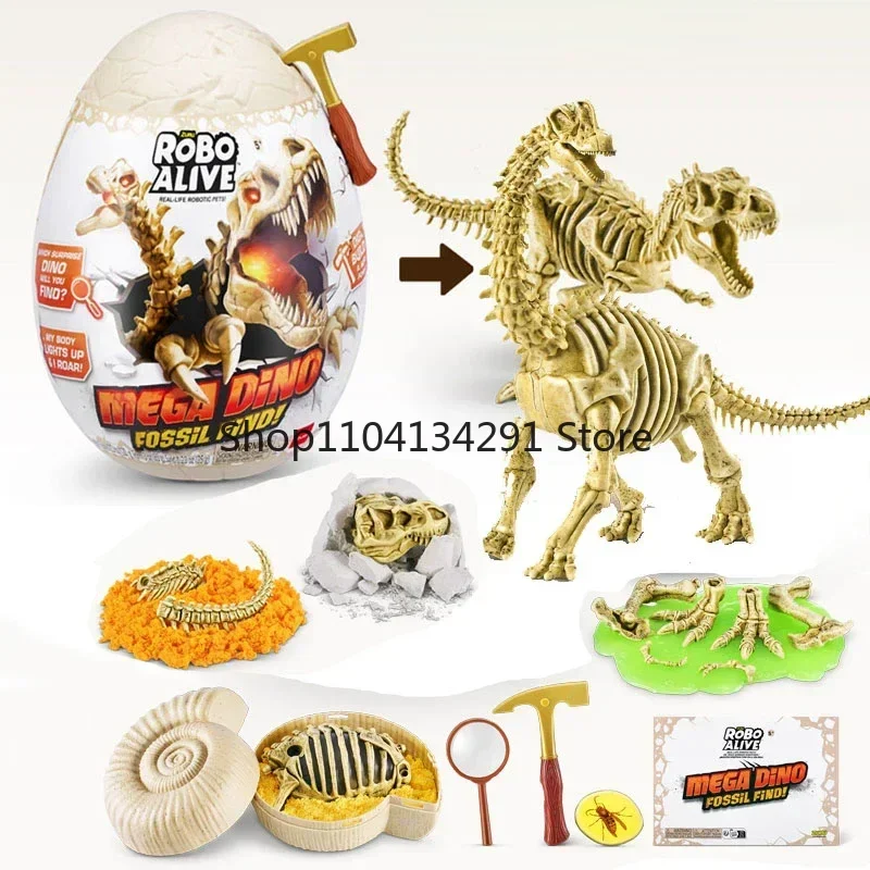 

ZURU Robo Alive Real Life Роботизированные домашние животные Mega Dino Fossil Find Series Яйцо-сюрприз Скамья динозавров Копающий комплект Коллекционная игрушка