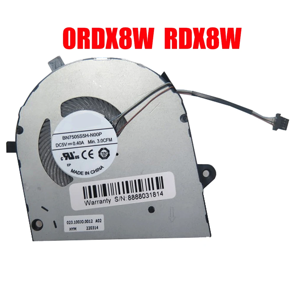 0RDX8W RDX8W Ordinateur Portable CPU Ventilateur Pour DELL Pour Inspiron 5300 5301 Pour Tystro 5300 5301 EG50040S1-CK70-S9A 023.100J9.0002 A02 DC5V Nouveau