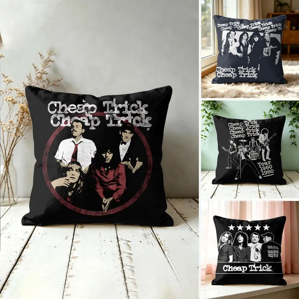 C-Cheap Trick Rock Band Cool Cushion Cover Square Decorative Throw Pillow 40x40cm For Sofa Bedroom Living Room Home Decor