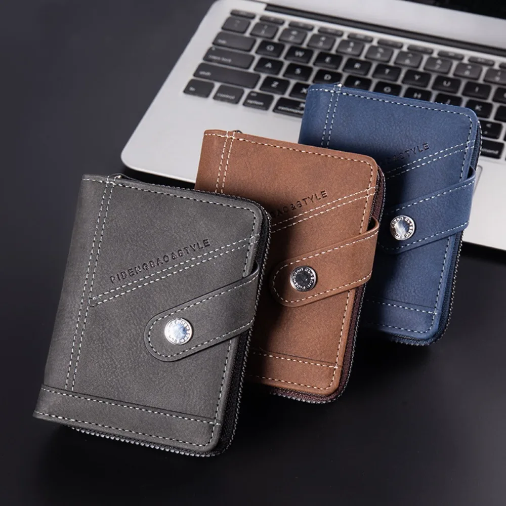 Casual Retro Bifold Wallet Cowhide Waterproof Men Card Holder Handheld Lightweight Male Short Wallet Gentleman