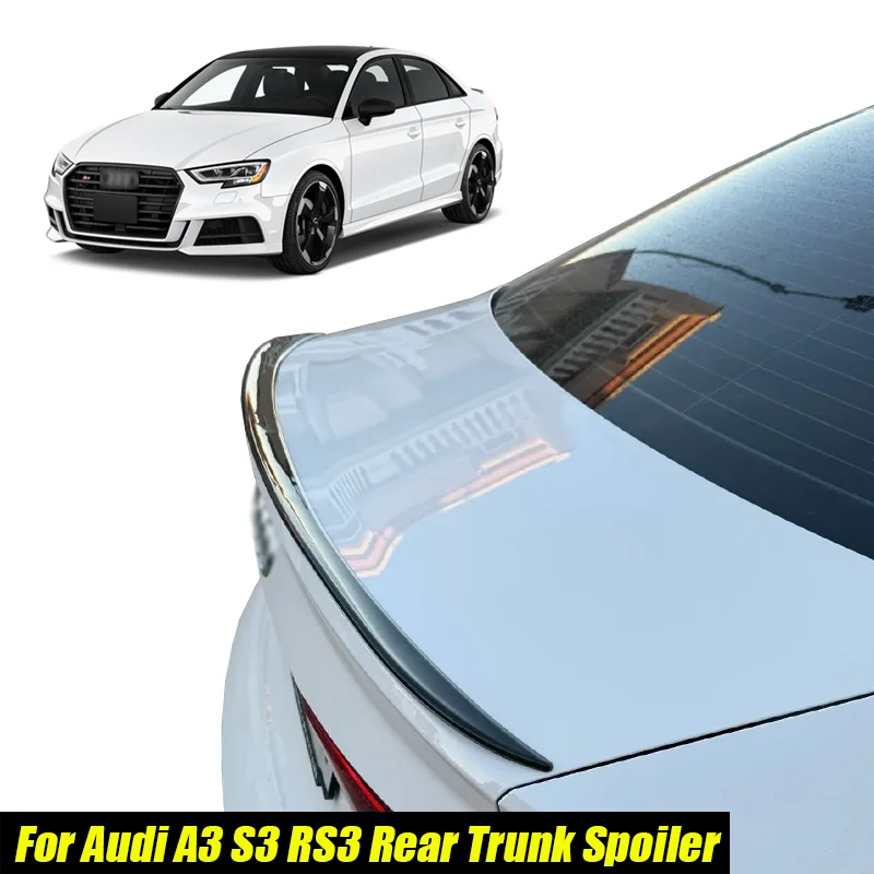 121 cm Auto Heckspoiler Kofferraum Lippe Kappe Flügel Bodykit Für Audi Zubehör A3 S3 RS3 8 V 2013 + Gummi glänzend schwarz Weichen Kunststoff