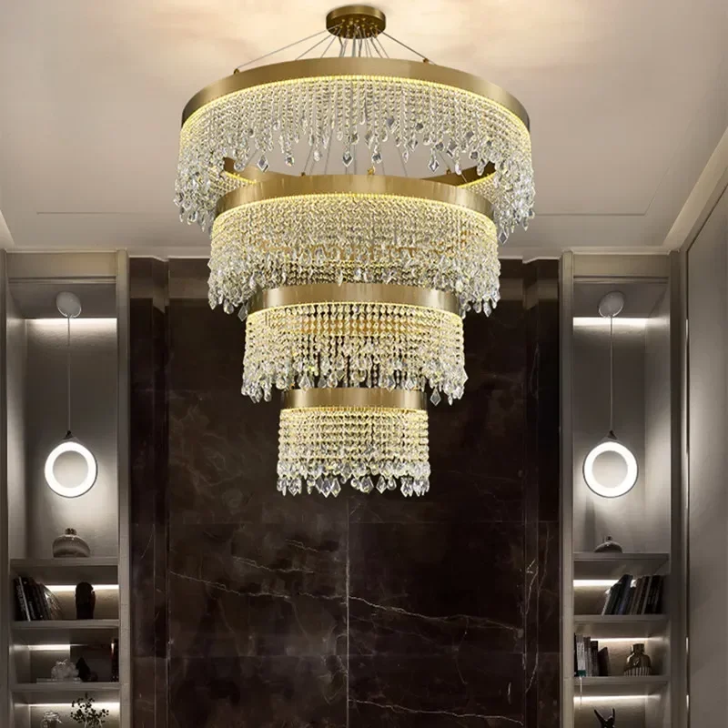 

Nordic Luxury Glossy Crystal Chandelier Living Dining Room Bedroom Villa Pandent Lights Home Decoration Glossy Lighting Design