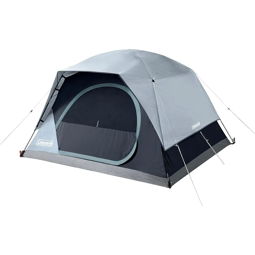 

Skydome Camping Tent with LED Lights, Weatherproof 4 Person Family Tent Includes Pre-Attached Poles, Rainfly, Carry Bag