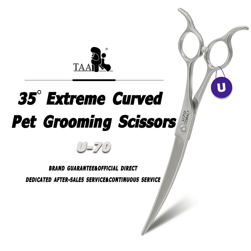 

TAA Grooming Scissors 35°Extreme Curved Pet Scissors for Dog Professional Hairdressing Scissors 440C Alloy Steel Cat Hair Cutter