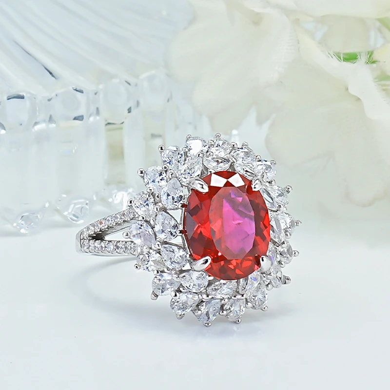 Cincin batu permata berwarna Premium Rubi buatan 100% cincin emas 9K 100% 18K