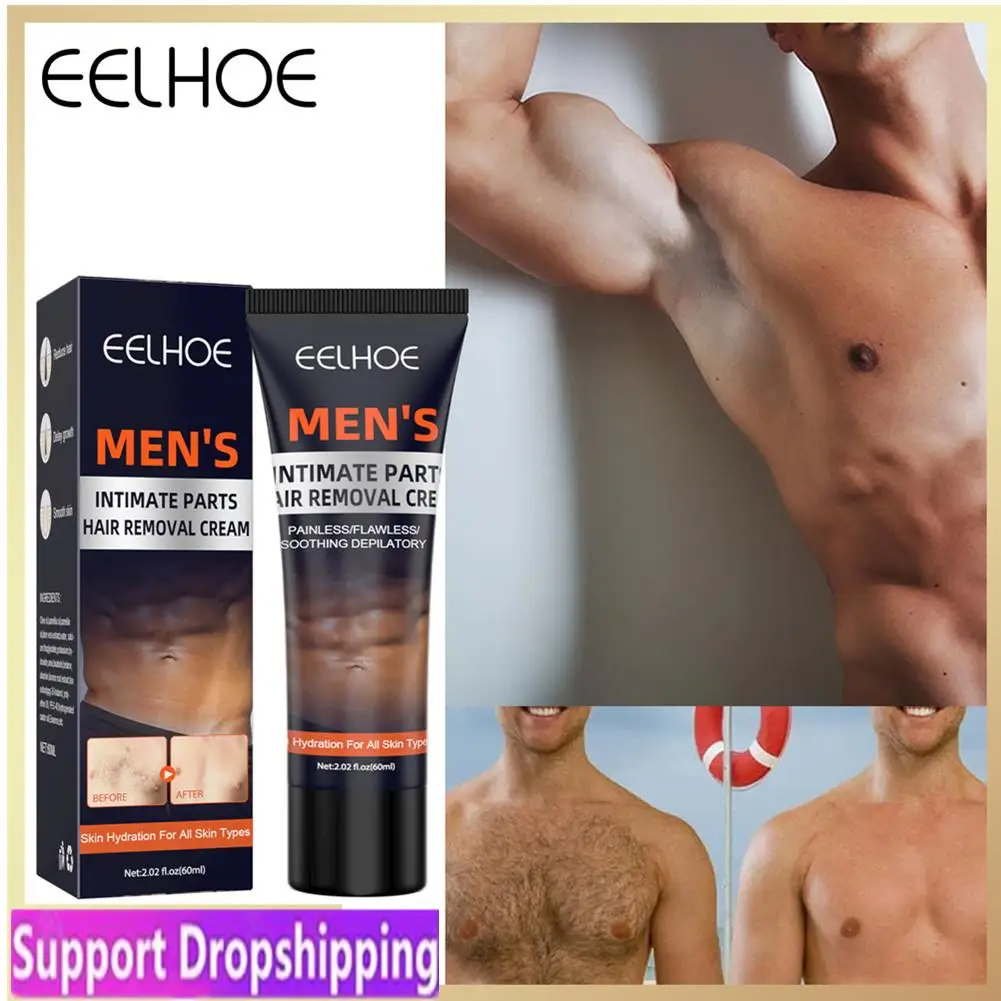 

Men Hair Remover Cream Inhibition Eliminate Beard Armpit Chest Private Parts Gently Depilatory Painless Remover 60ml