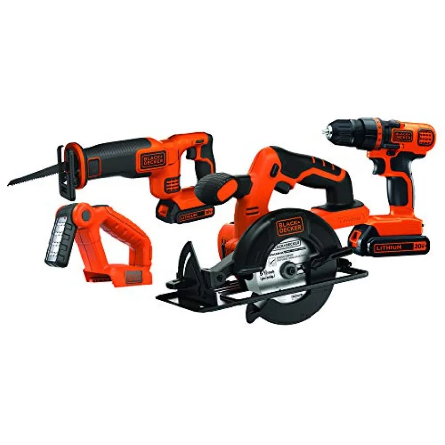 

20V MAX Power Tool, 4-Tool Cordl Power Tool Set with 2 Batteries and Charger BD4KITCDCRL