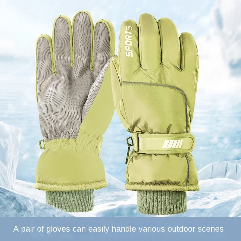 New Winter Velvet Professional Outdoor Ski Mountaineering Riding Gloves, Full-length Touch Screen Warm Windproof Finger Gloves