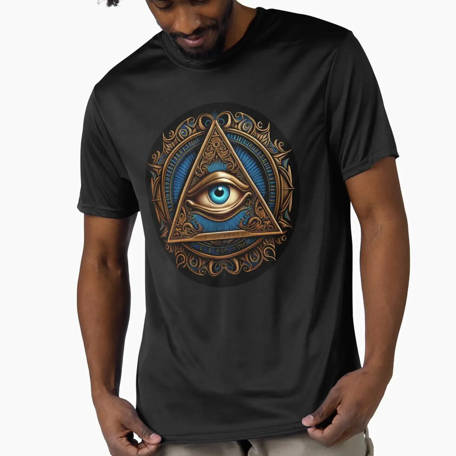 Eye of Horus designed and sold by Zoetic_Designz vintage Washed Top For Everyday Wear Breathable fashion homme designer clothes