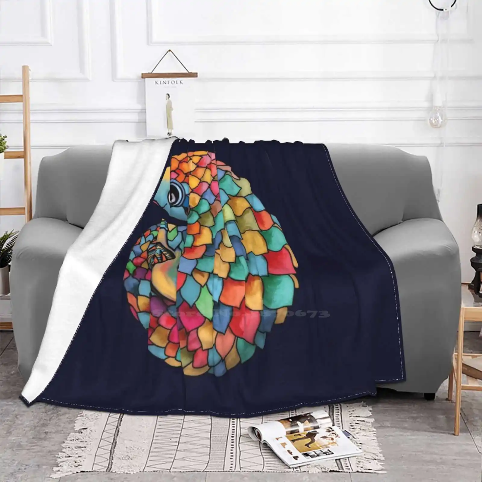 Rainbow Pangolin Soft Warm Light Thin Blanket Pangolin Cap Pangolin Hat Pangolin Jigsaw Puzzle Pangolin Apron Blue Rainbow