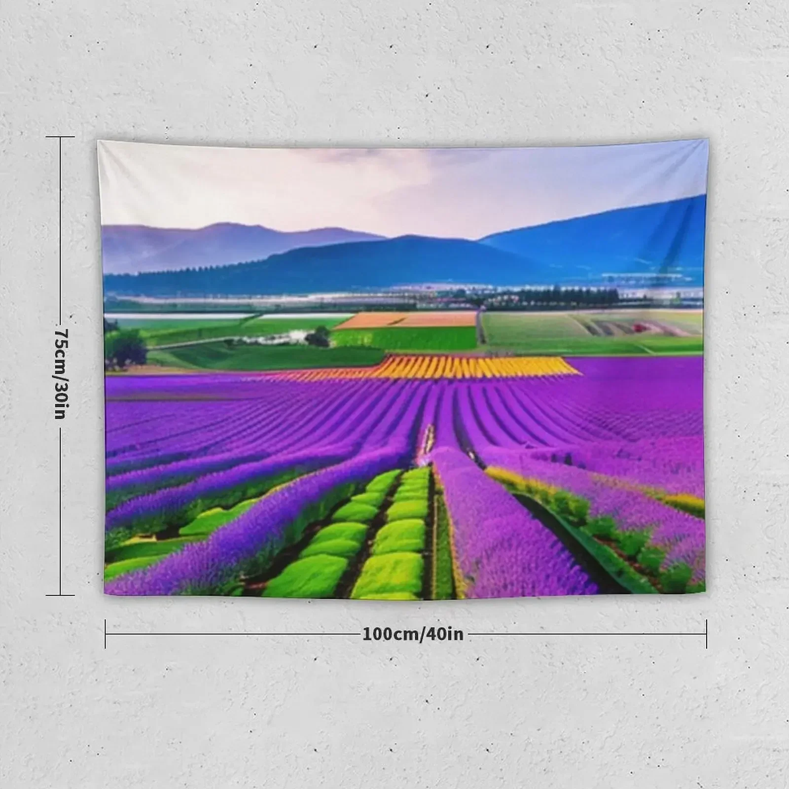 Photograph of a peaceful lavender field Tapestry Room Aesthetic Wall Decoration Tapestry