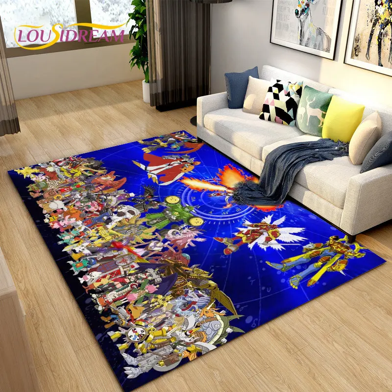 Digimon Adventure Cartoon Area Rug Large,Carpet Rug for Living Room Bedroom Sofa Doormat Decoration, Non-slip Floor Mat Cover 3D