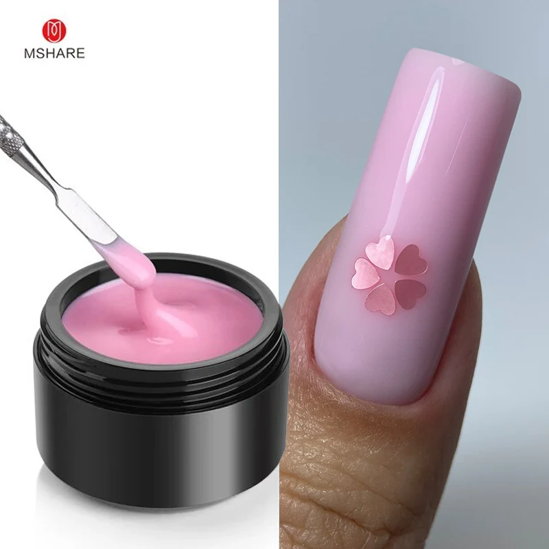 MSHARE 50 ml Natural Nails Gel Builder Nalil Tpo Free Selbstnivellierendes Gel für die Nagelverlängerungskonstruktion Pink Shade UV-LED-Gel