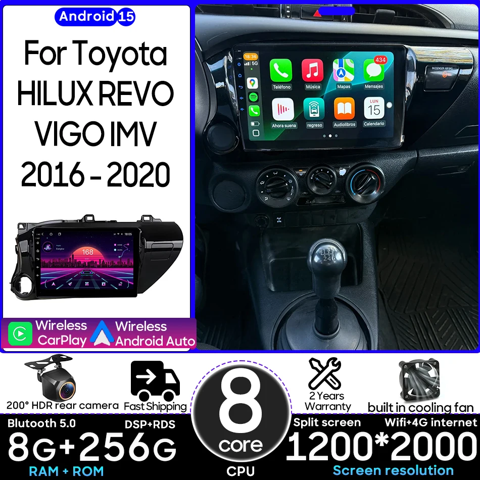 

For Toyota HILUX REVO VIGO IMV 2016-2020 Car Multimedia Player Radio Navigation Wieeless CarPlay GPS Android Video Player