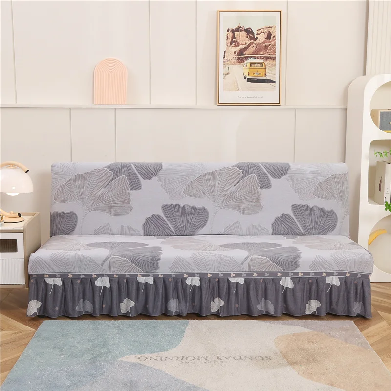 Sofa Bed Cover With Skirt Jacquard Elastic Sofa Covers Adjustable Folding Couch Covers All-inclusive Sofa Cover for Armless Sofa