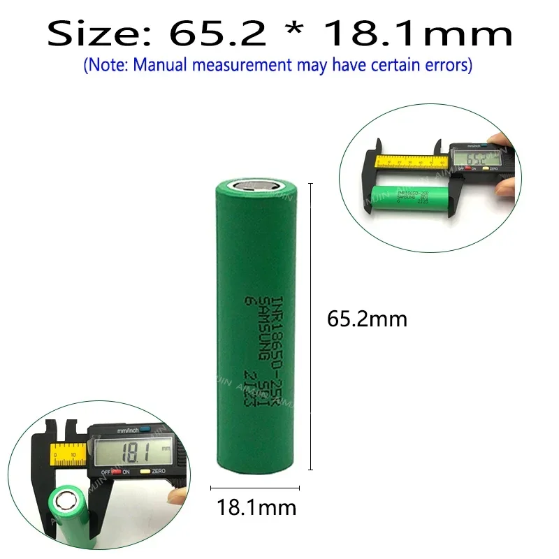 2 uds nueva batería de iones de litio 18650 25R 3,7 V INR18650-25R 2000mAh 20A adecuada para linterna de juguete batería de repuesto recargable