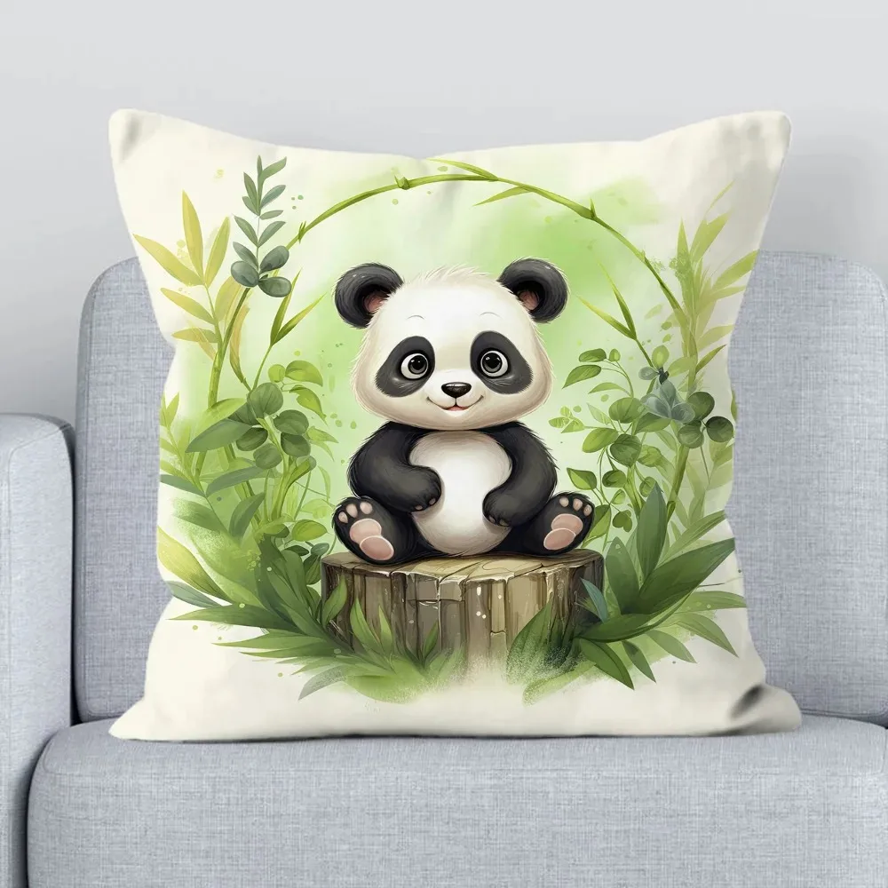 Office Sofa Cushion Cover Cartoon Panda Decorative Pillowcase Fashion Luxury Home Decoration Car Cushion Cover