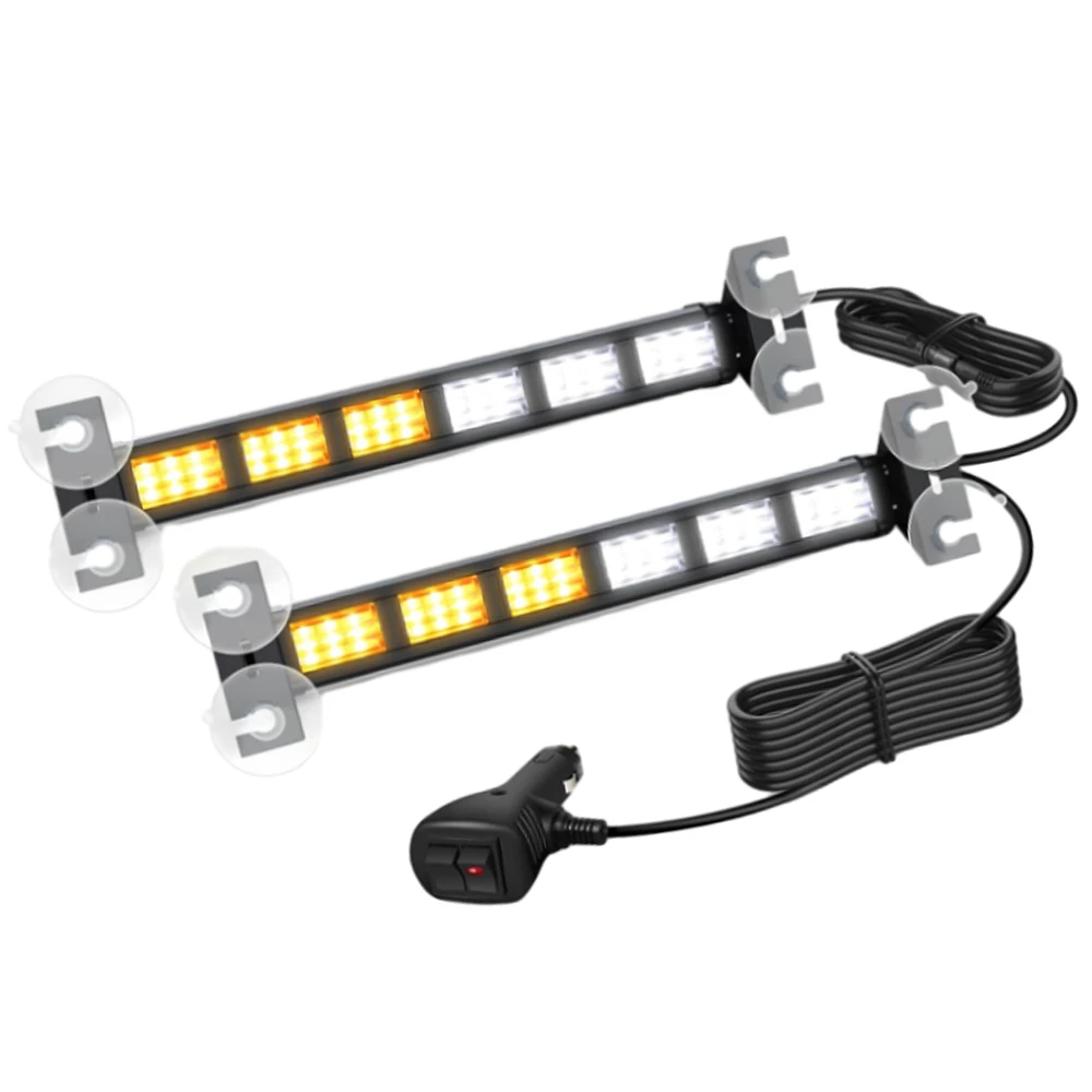 white+yellow light 2x36LED one to two windshield suction cup flashing light with power cord fit for cars,  off-road vehicles