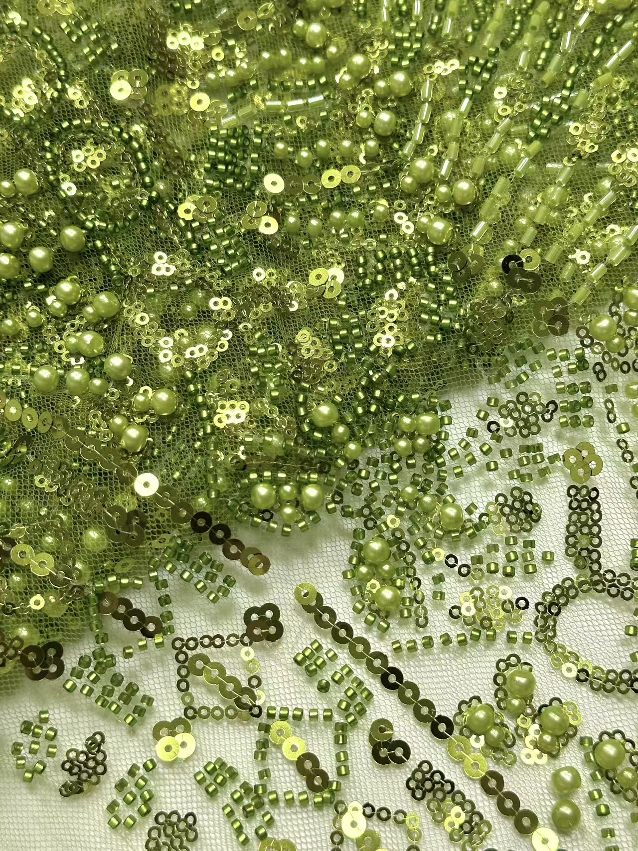 Orangefarbener Perlen-Spitzenstoff, afrikanischer Tüll-Spitzenstoff, 2025, französischer Stickerei-Spitzenstoff für Hochzeit, Party, Nähmaterial CC1732