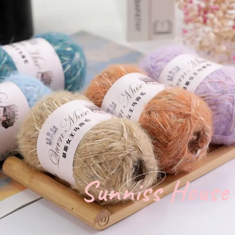 50g/roll Colored Section Dyed Mohair Wool Yarn，Soft Warm Long Hair Fine Baby Wool Crochet Yarn for DIY Scarf Hat Sweater Coat