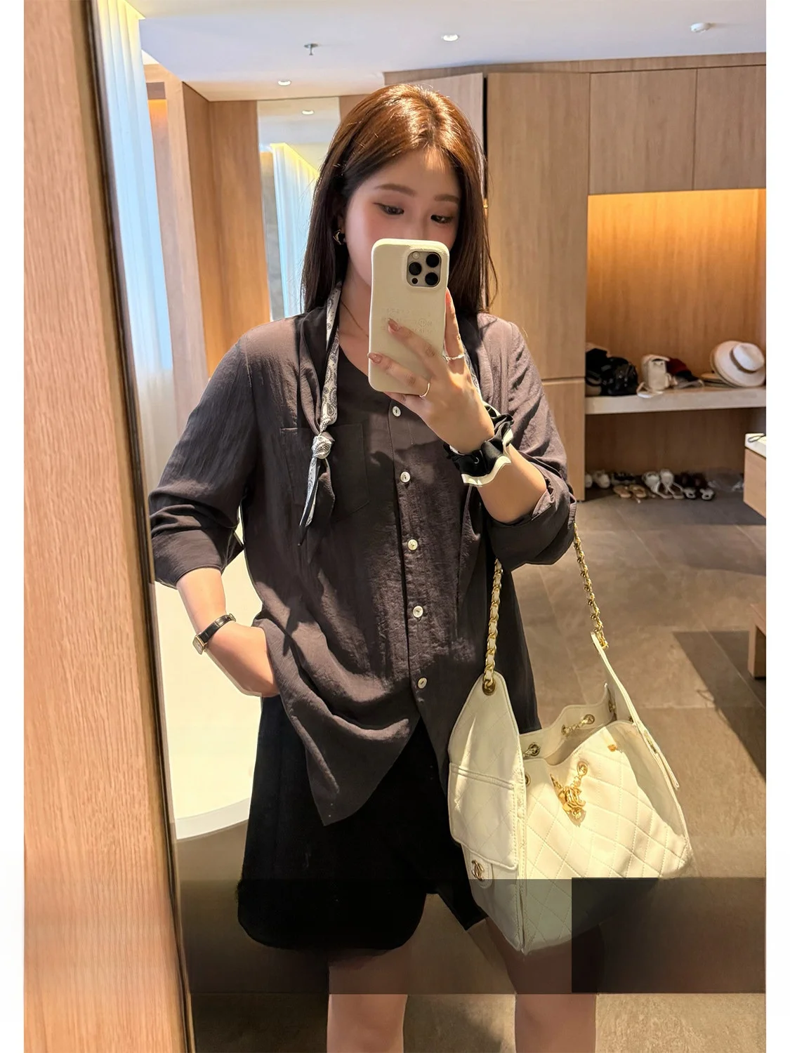 

plus Size Women's irt V-Ne Silk Ribbon Spring Commute Korean Sle Loose Fit Neutral Sle Long Sve Button up Pure Color