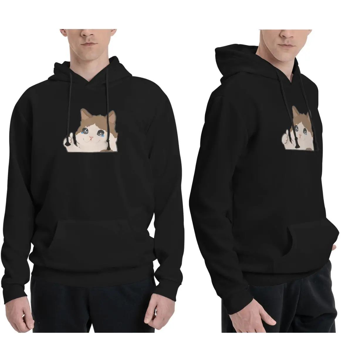 

Толстовки с капюшоном «Плачающий кот», мужские и женские повседневные пуловеры, модные толстовки с капюшоном и длинными рукавами, осень-зима