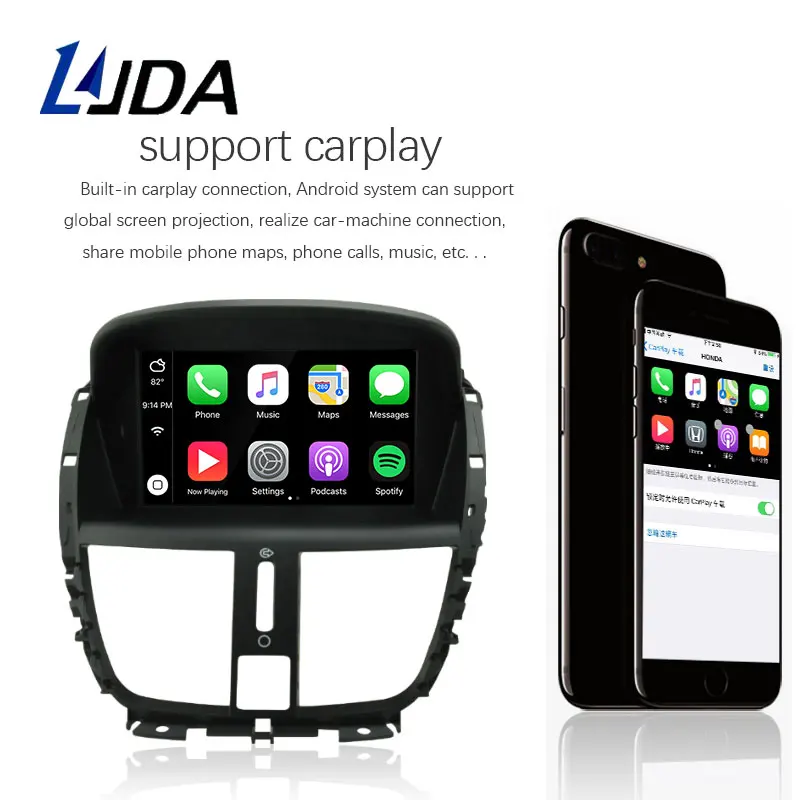 LJDA 8G+128G Android 13 1 Din Car Radio For Peugeot 207 CC 207CC 2006 - 2015 Car Multimedia Player Stereo GPS Navigation Carplay