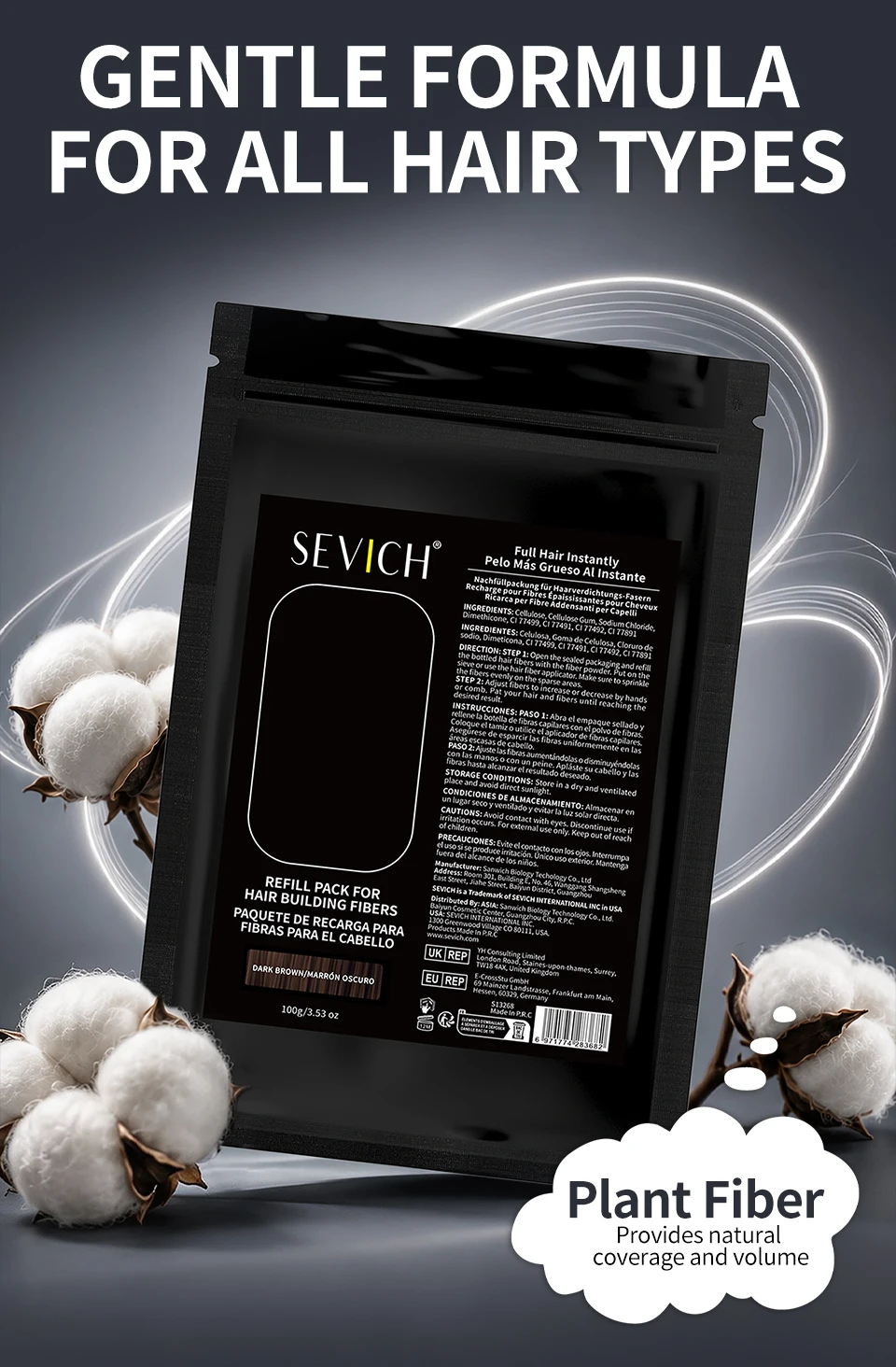 100g Haarausfall Aufbau Haar fasern Mixer verbergen Styling Faser Haar pulver Ausdünnung Keratin Wimpern verlängerung schwarz – Detail 9