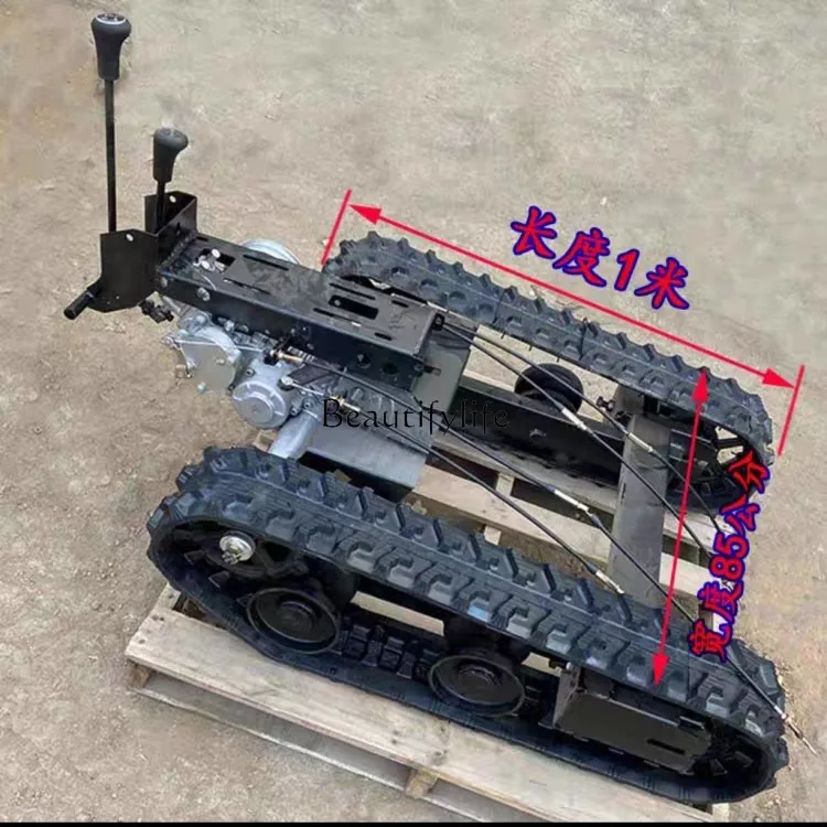 1Small crawler chassis walking assembly modified agricultural rotary tiller trencher