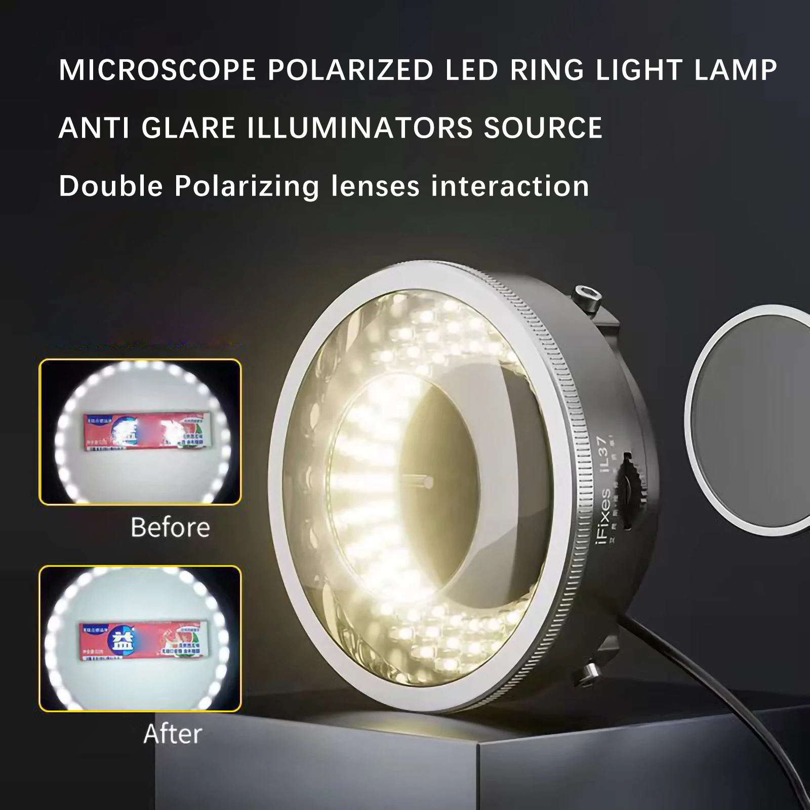 【セール中】iFixes iL37 顕微鏡偏光リングライト超高輝度 96 LED ランプアンチグレア顕微鏡照明器はんだ付け修理用