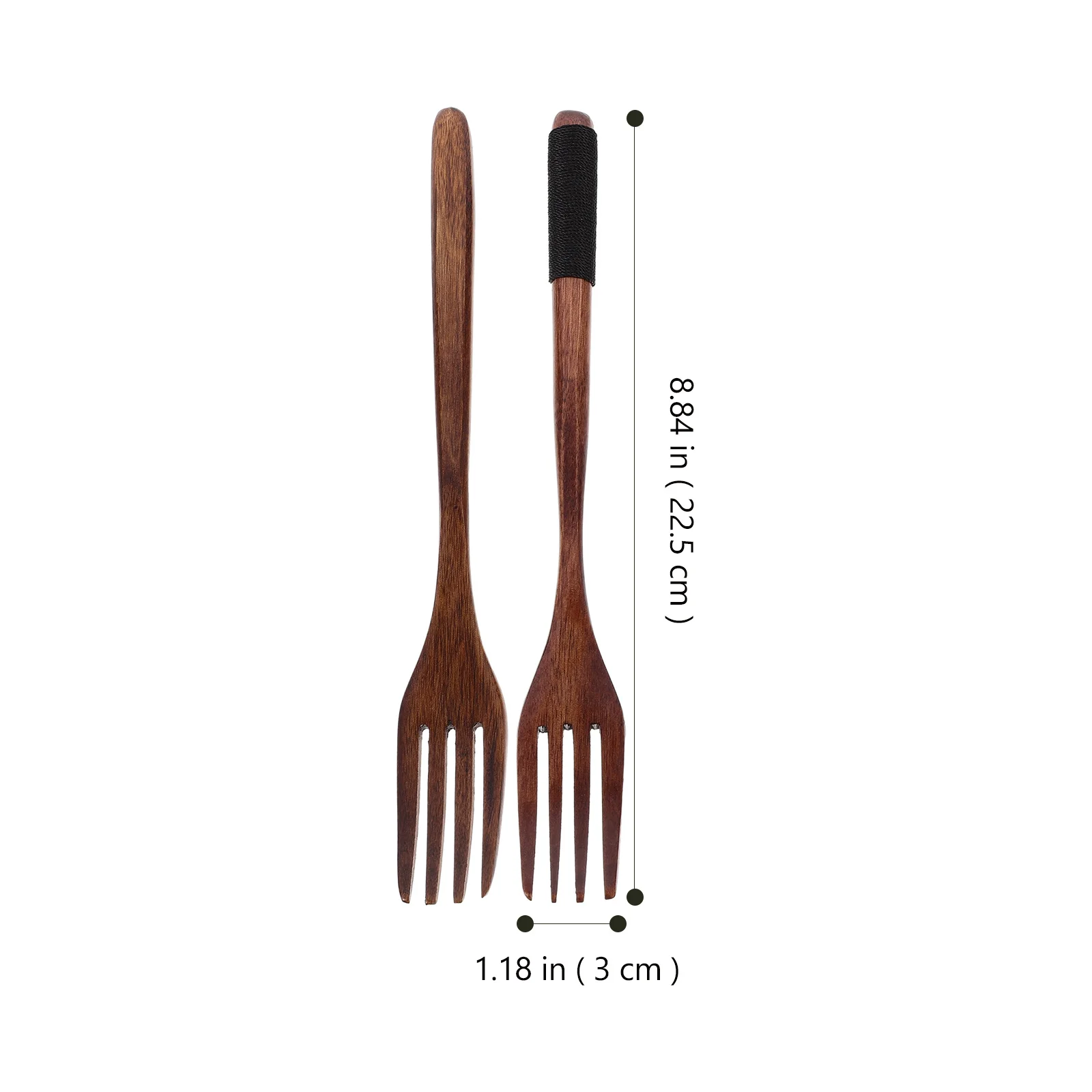 

4Pcs Long Handle Spoon Fork Set Wooden Cooking Utensils for Mix Stir Serve Taste Beverage Small Forks