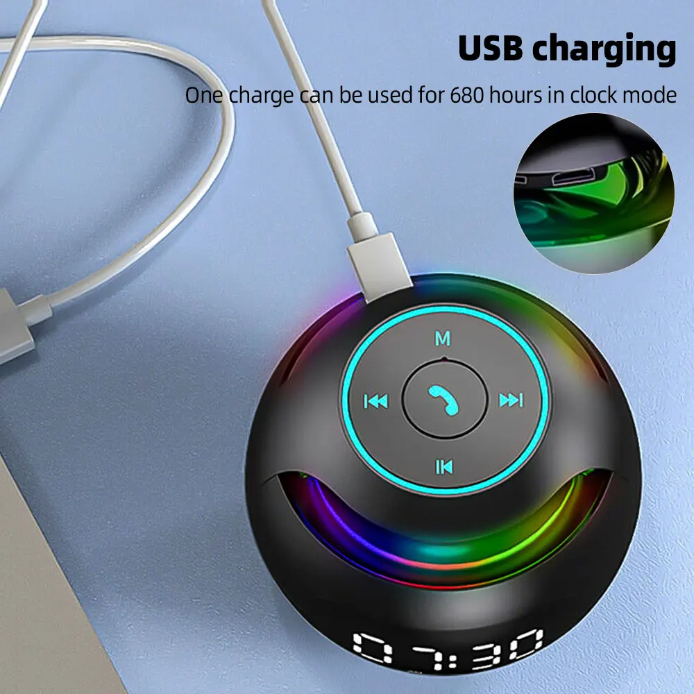 Mini Portable Smart Induction Digital Alarm Clock+Bluetooth 5.0 High-quality Speaker With LED Display TF Card MP3 USB Charging