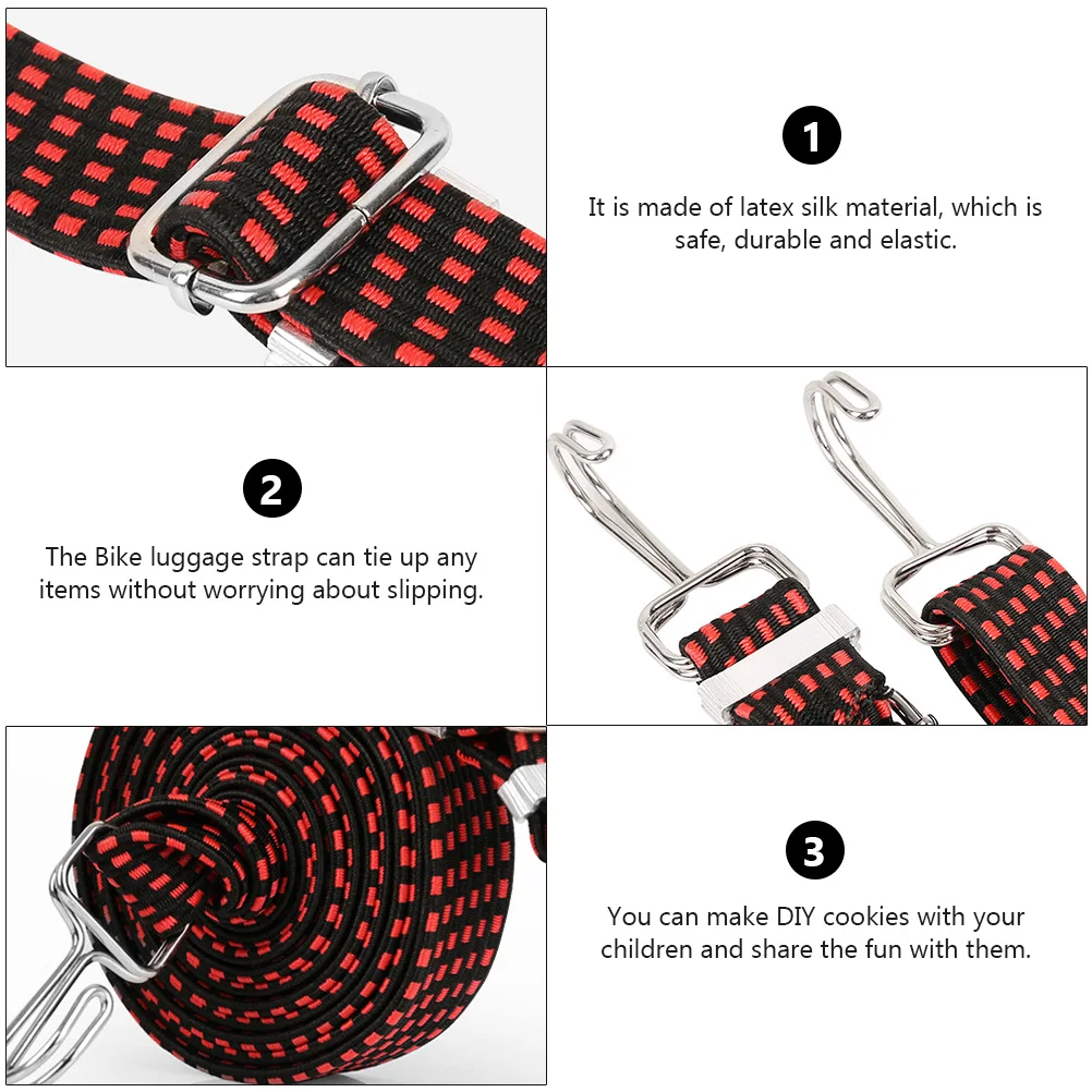 

1Pc Red Bike Luggage Strap Widened Elastic Bands Durable Rubber Rope Adjustable Cords