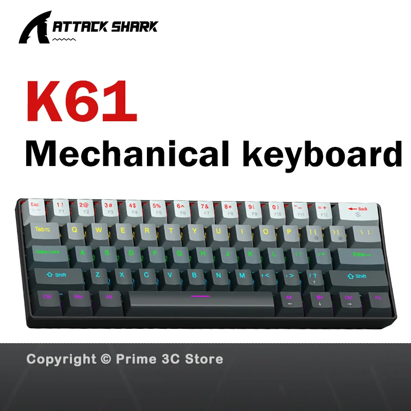 

APAYADO K61 60% проводная механическая клавиатура RGB, 61-клавишная мини-игровая клавиатура, RGB-подсветка без клавиши Conflict для геймера