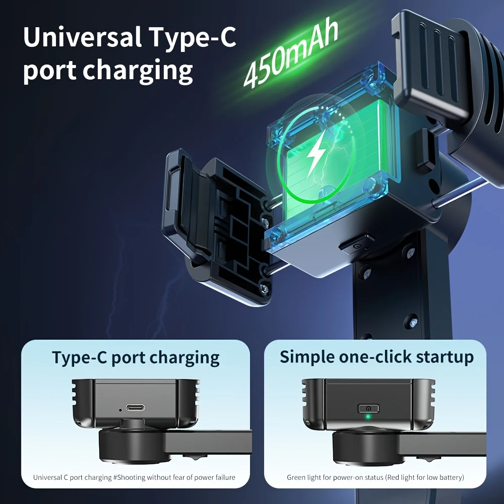 Single-Axis Gimbal Stabilizer Auto Balance Selfie Stick with Remote Anti-Shake Tripod Compatible with IPhone/Android