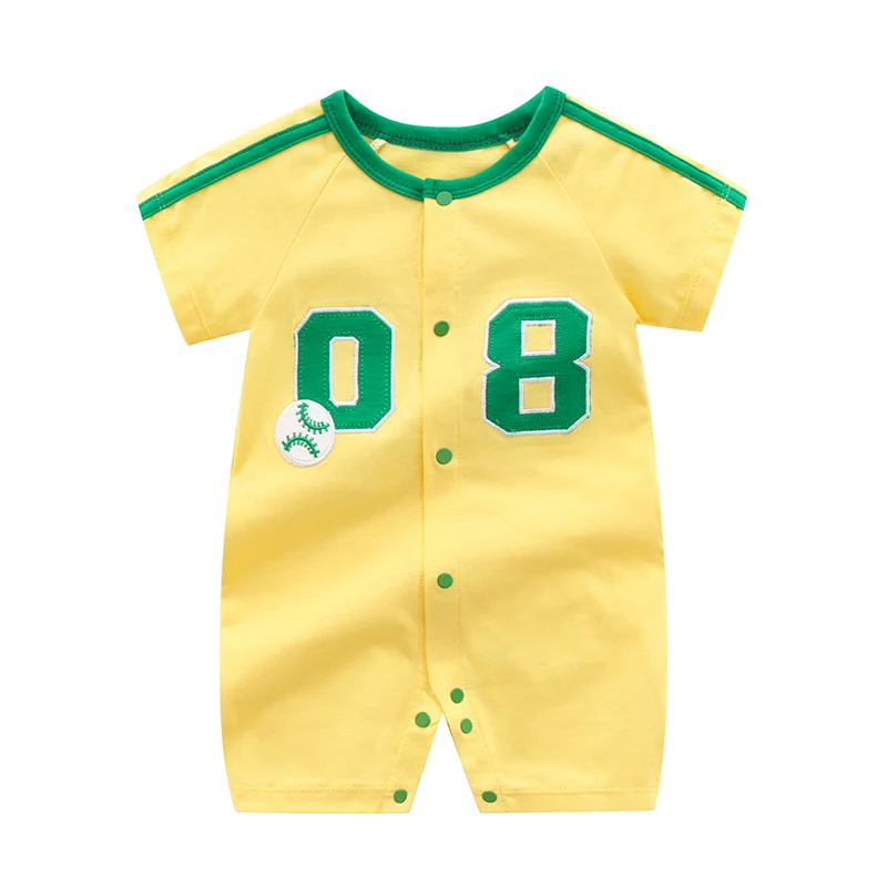 

Newborn clothes summer thin baby boy pure cotton jumpsuit baby short-sleeved sports baseball crawl suit