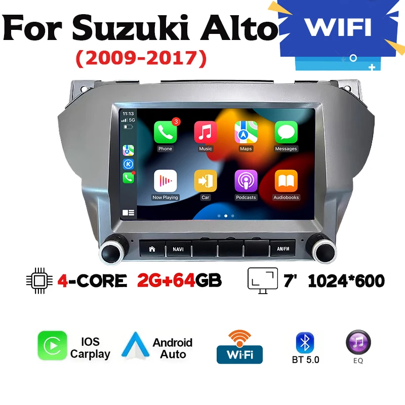 Voor Suzuki Alto 2009-2016 Android 13 Autoradio Multimedia Speler GPS Navigatie Draadloze Carplay en WIFI Bluetooth oproep