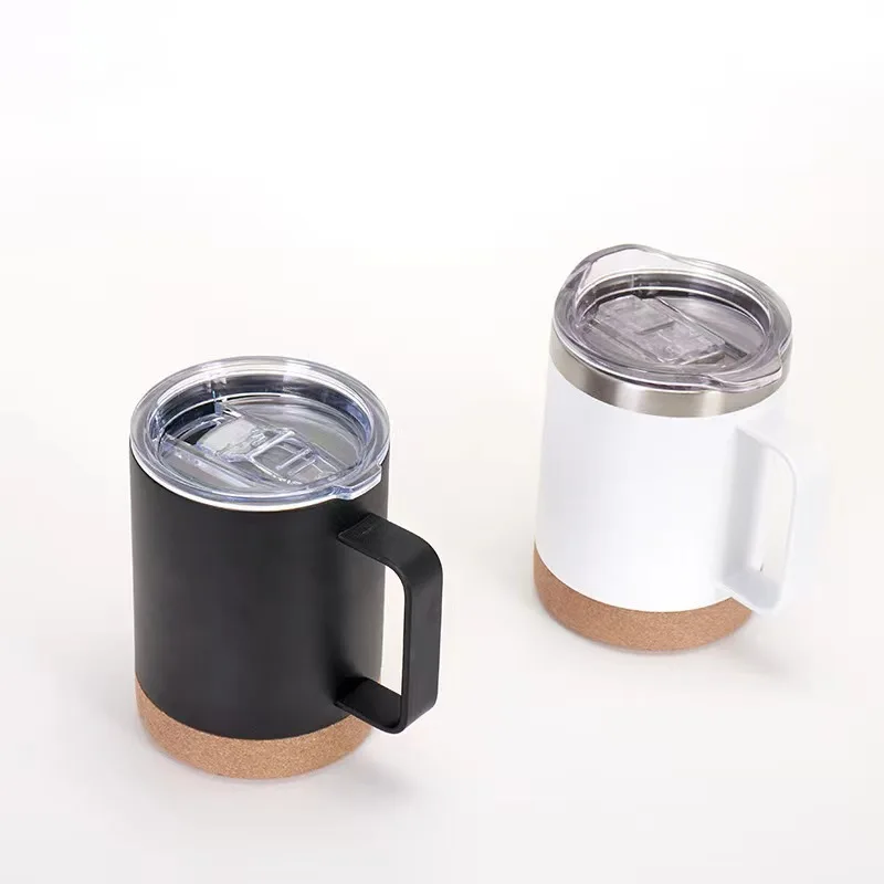 Stainless steel cork bottom handle cup 304 double-layer coffee insulated mug office mug