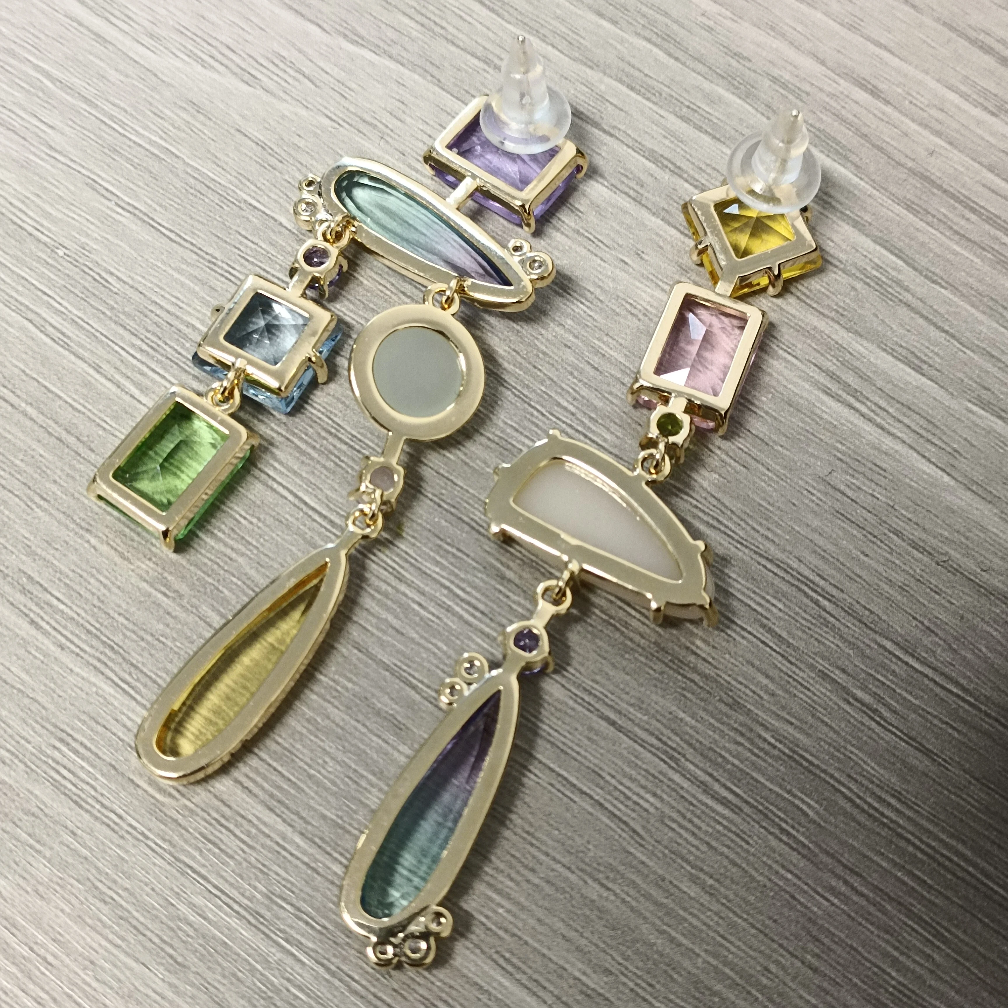 Bilincolor Geometric Square Transparent Colored Cube Water Drop Earrings for Women
