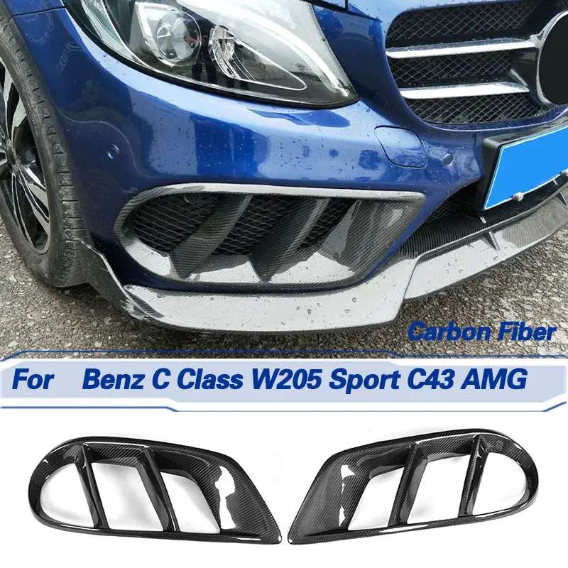 

Car Front Bumper Air Vent Cover Trim Carbon Fiber for Mercedes Benz C Class W205 Sport C43 AMG 2015-2018 Fog Grill Frame FRP
